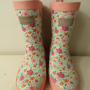 Hatley Pink Floral Rain Boots, Size 9